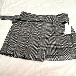 NWT Nordstrom Leith Plaid Black White Mini Skirt Size XL